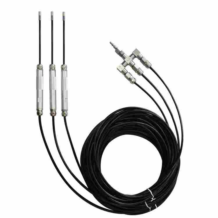 triple probe helium sniffer,helium leak detector sniffer probe,helium sniffing gun,helium leak detection probe,helium sniffer wand,leak detection sniffer gun,helium sniff test probe,vacuum leak detection tool,stainless steel capillary restrictor,PTFE prob