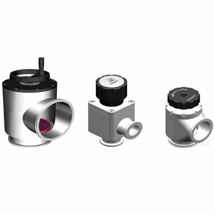 high vacuum manual valve, bellows sealed angle valve, vacuum isolation valve, ISO-KF vacuum valve, ISO-K manual valve, stainless steel vacuum valve, aluminum vacuum valve, laboratory vacuum equipment, vacuum system components, high vacuum gate valve
